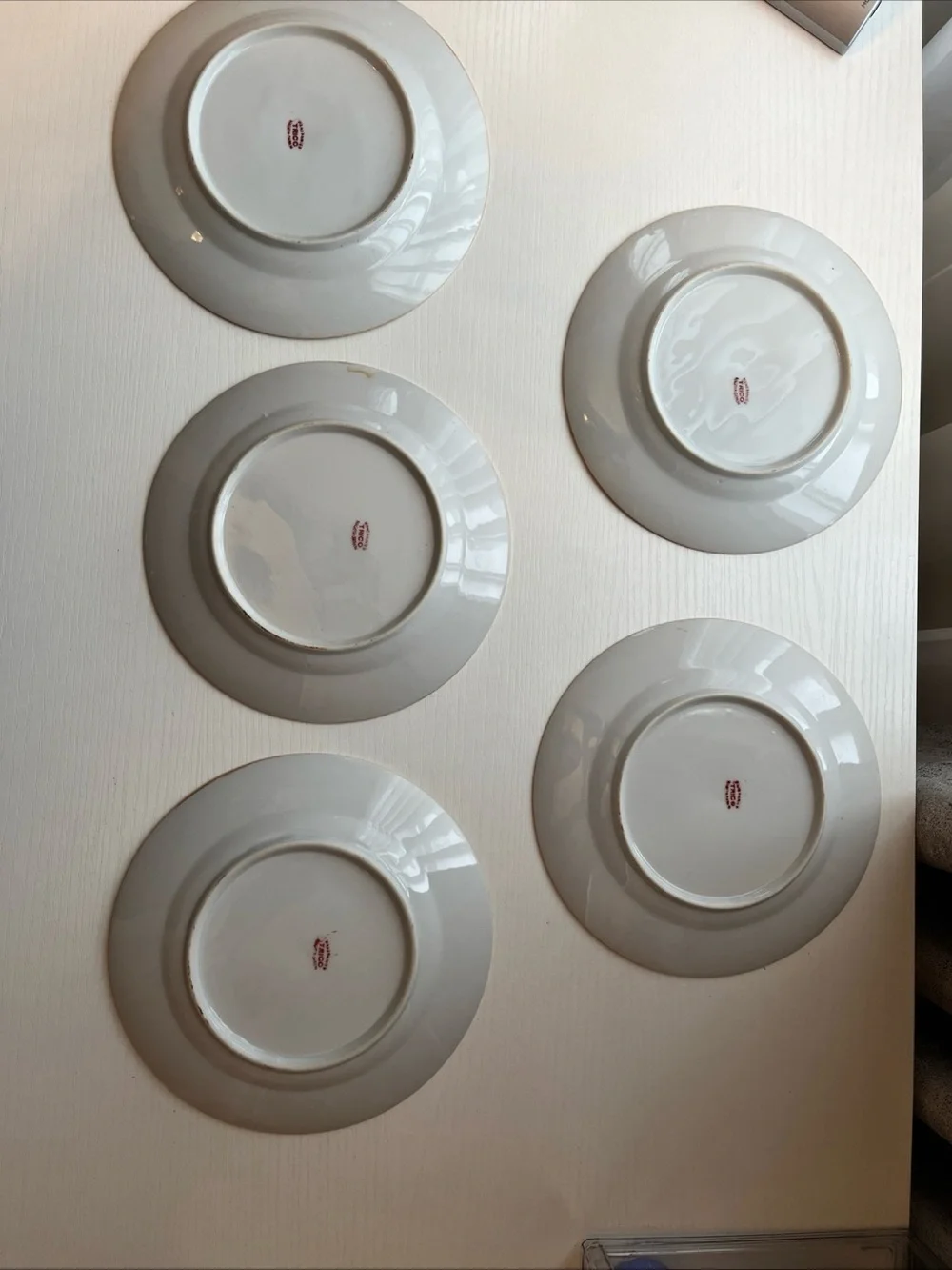 5 Trico Nagoya Japan Lusterware Plates Hand Paint Sunset Cottage Landscape 1930s